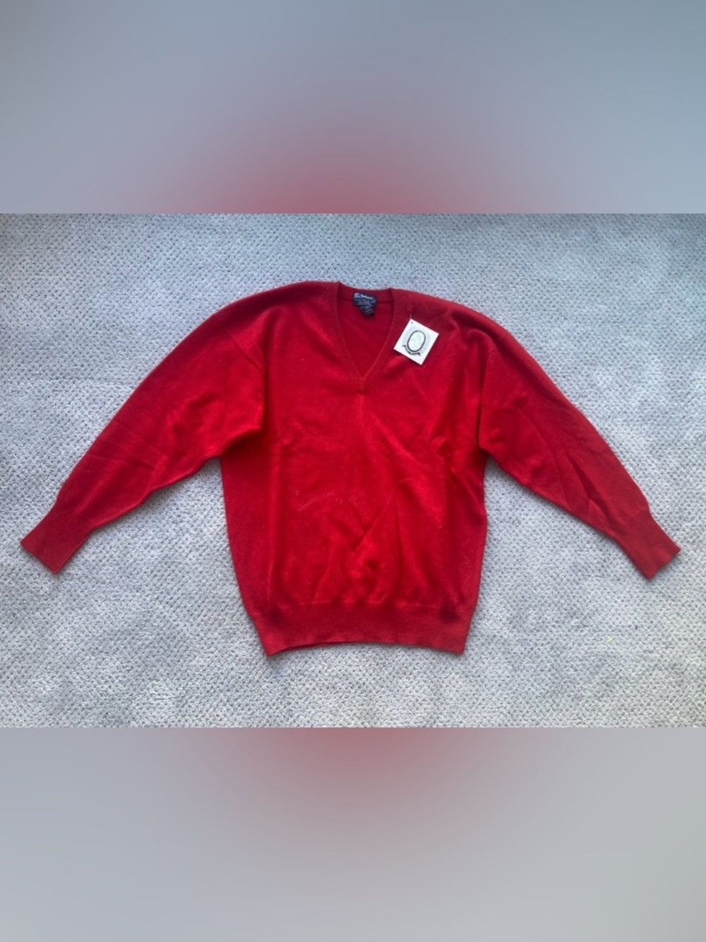 Burberry Red V-Neck Men's Cashmere Sweater Size Large